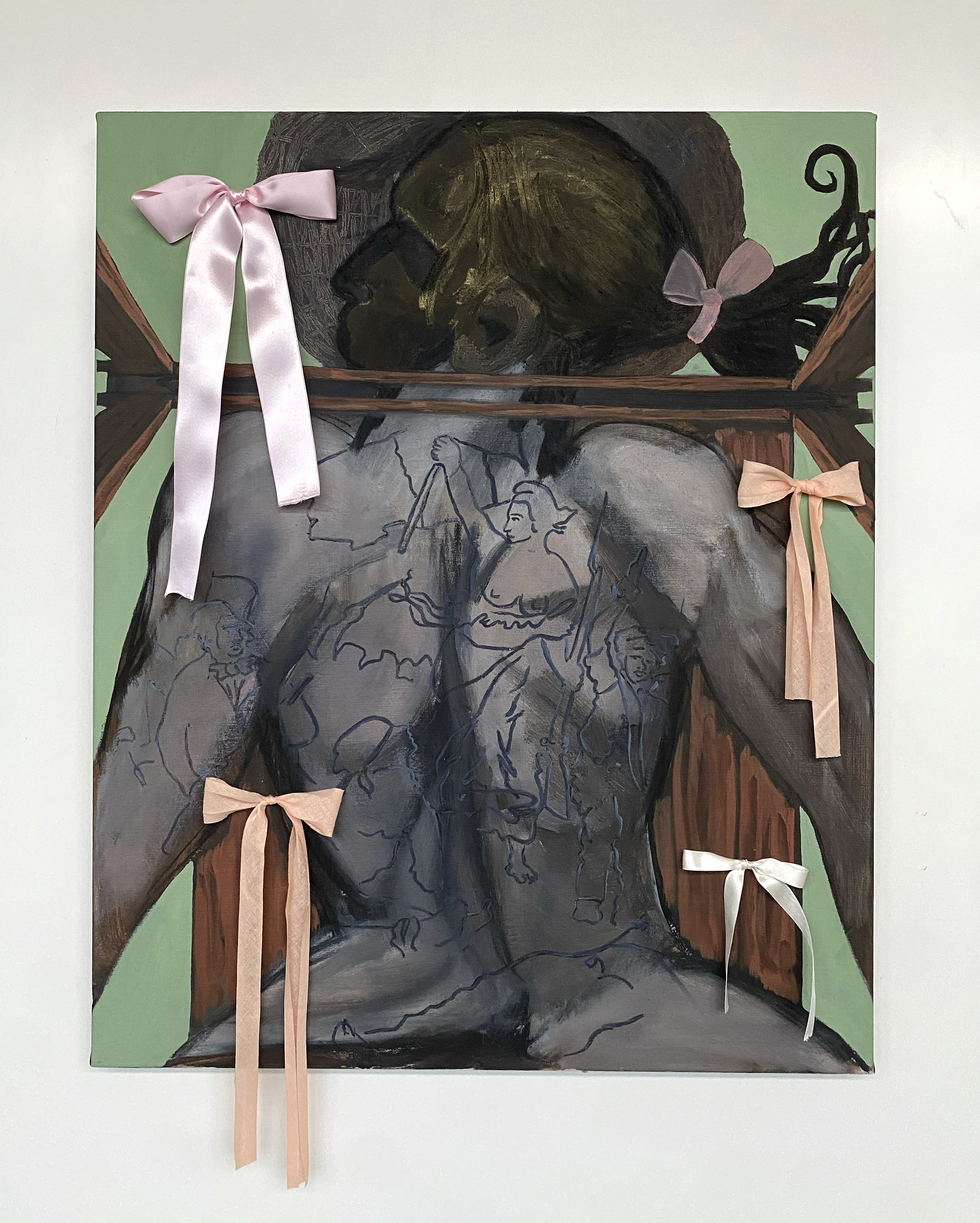 De goden zijn dorstig 1 60 x 80 oil paint and ceramics on canvas 2024